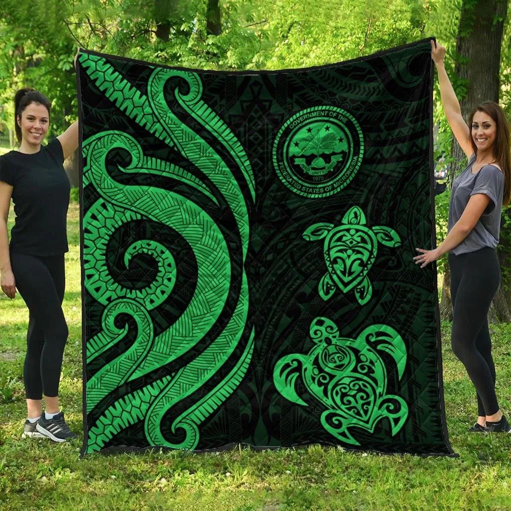 Federated States of Micronesia Premium Quilt - Green Tentacle Turtle