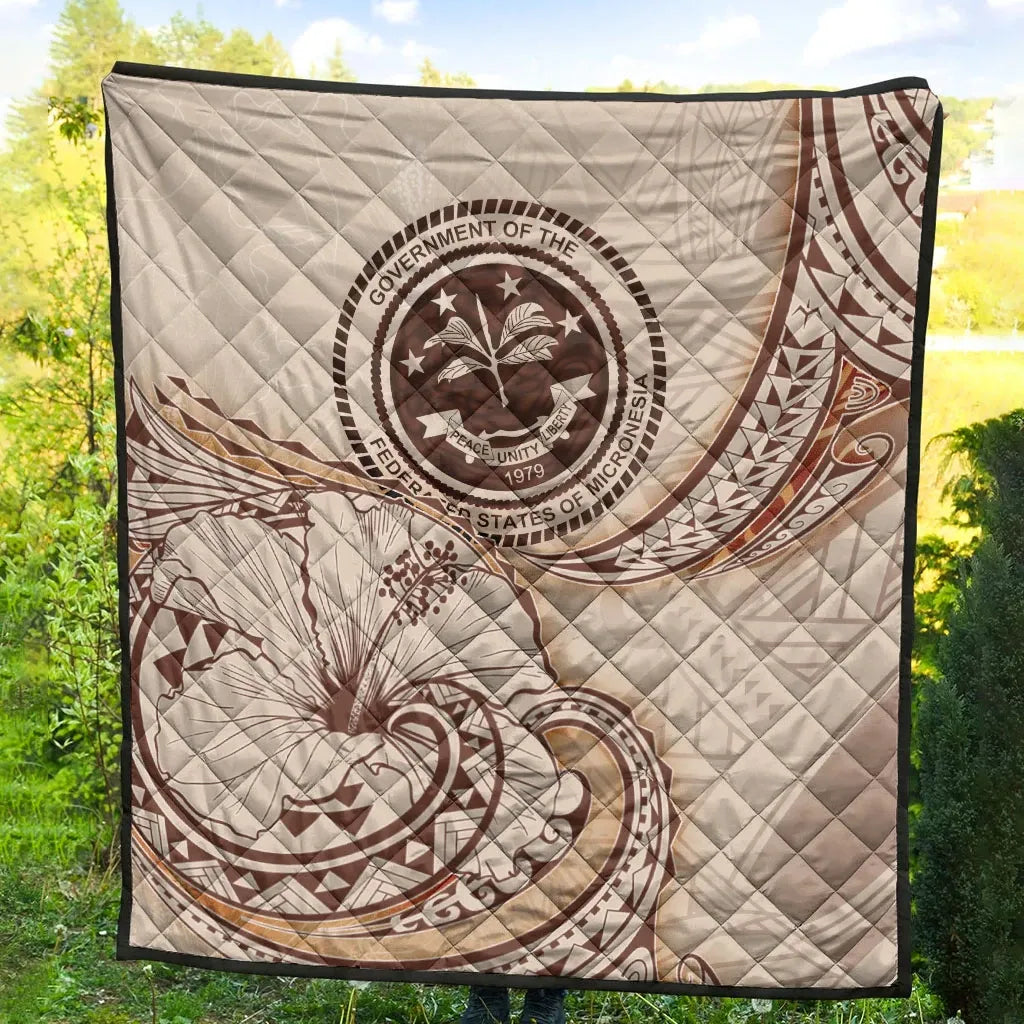 Federated States of Micronesia Premium Quilt - Hibiscus Flowers Vintage Style