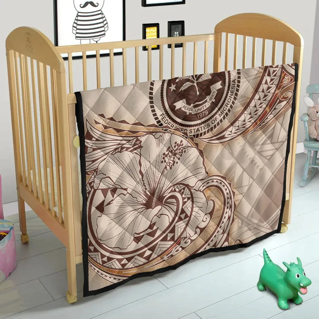 Federated States of Micronesia Premium Quilt - Hibiscus Flowers Vintage Style