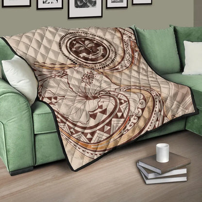 Federated States of Micronesia Premium Quilt - Hibiscus Flowers Vintage Style