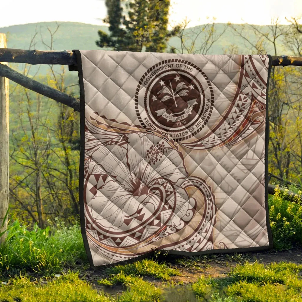 Federated States of Micronesia Premium Quilt - Hibiscus Flowers Vintage Style