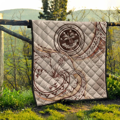 Federated States of Micronesia Premium Quilt - Hibiscus Flowers Vintage Style