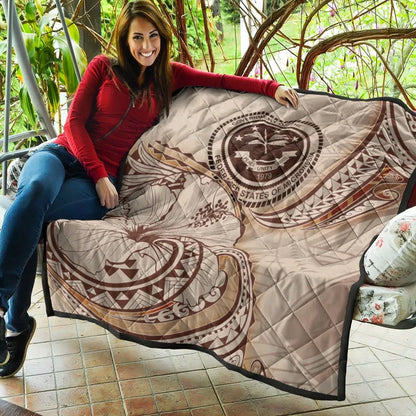 Federated States of Micronesia Premium Quilt - Hibiscus Flowers Vintage Style