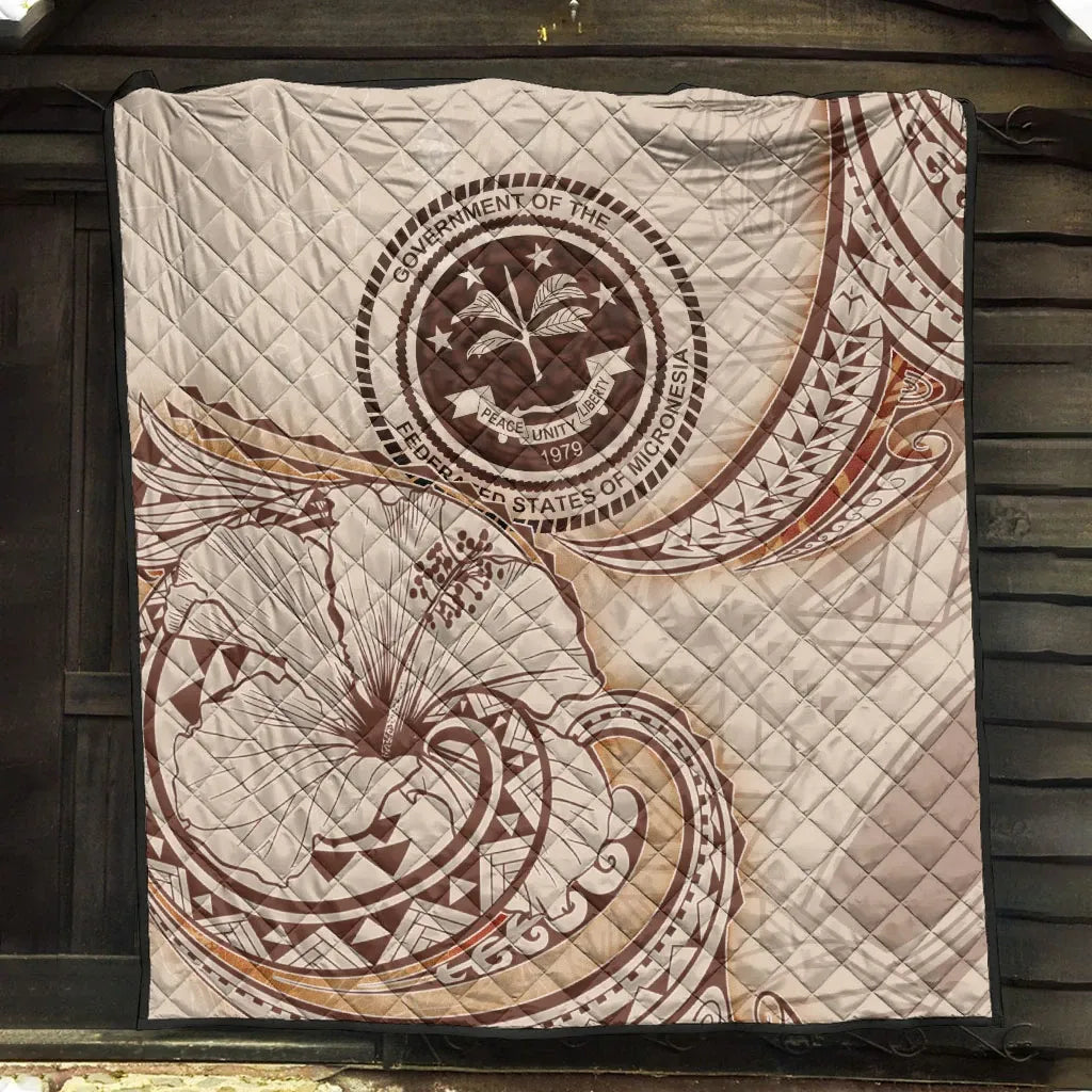 Federated States of Micronesia Premium Quilt - Hibiscus Flowers Vintage Style