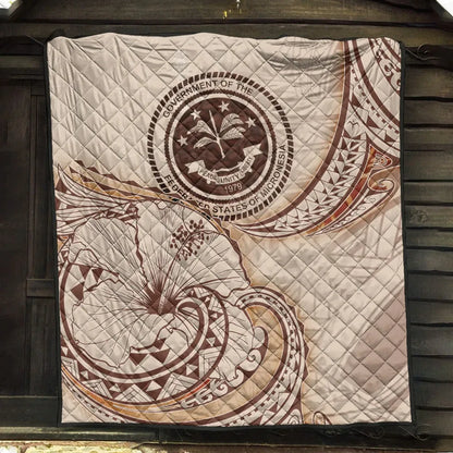 Federated States of Micronesia Premium Quilt - Hibiscus Flowers Vintage Style