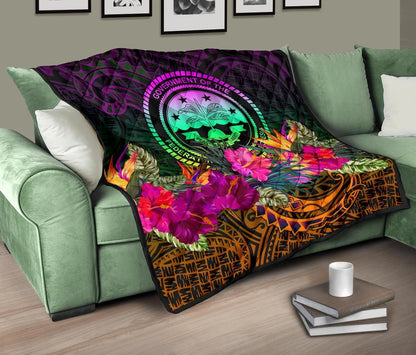 Federated States of Micronesia Premium Quilt - Summer Hibiscus