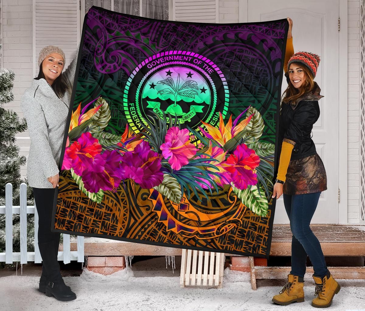 Federated States of Micronesia Premium Quilt - Summer Hibiscus