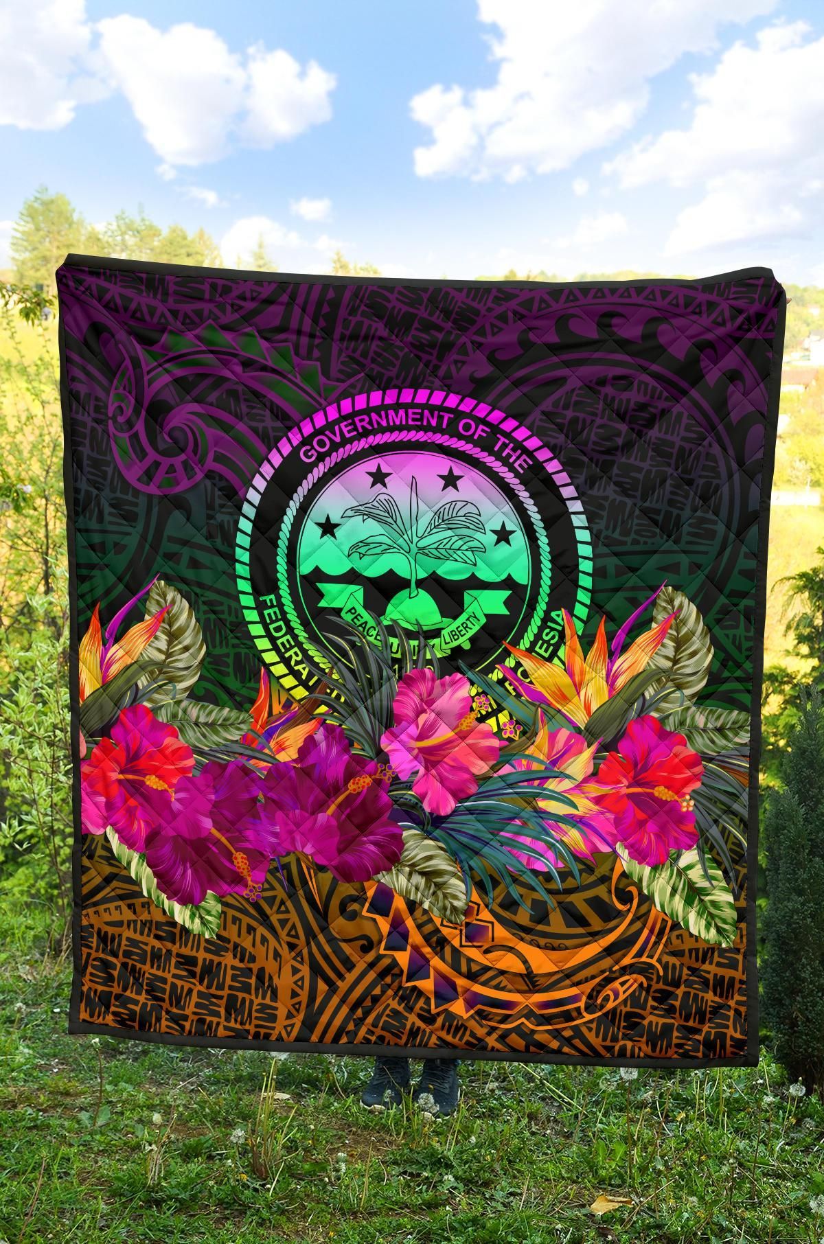 Federated States of Micronesia Premium Quilt - Summer Hibiscus