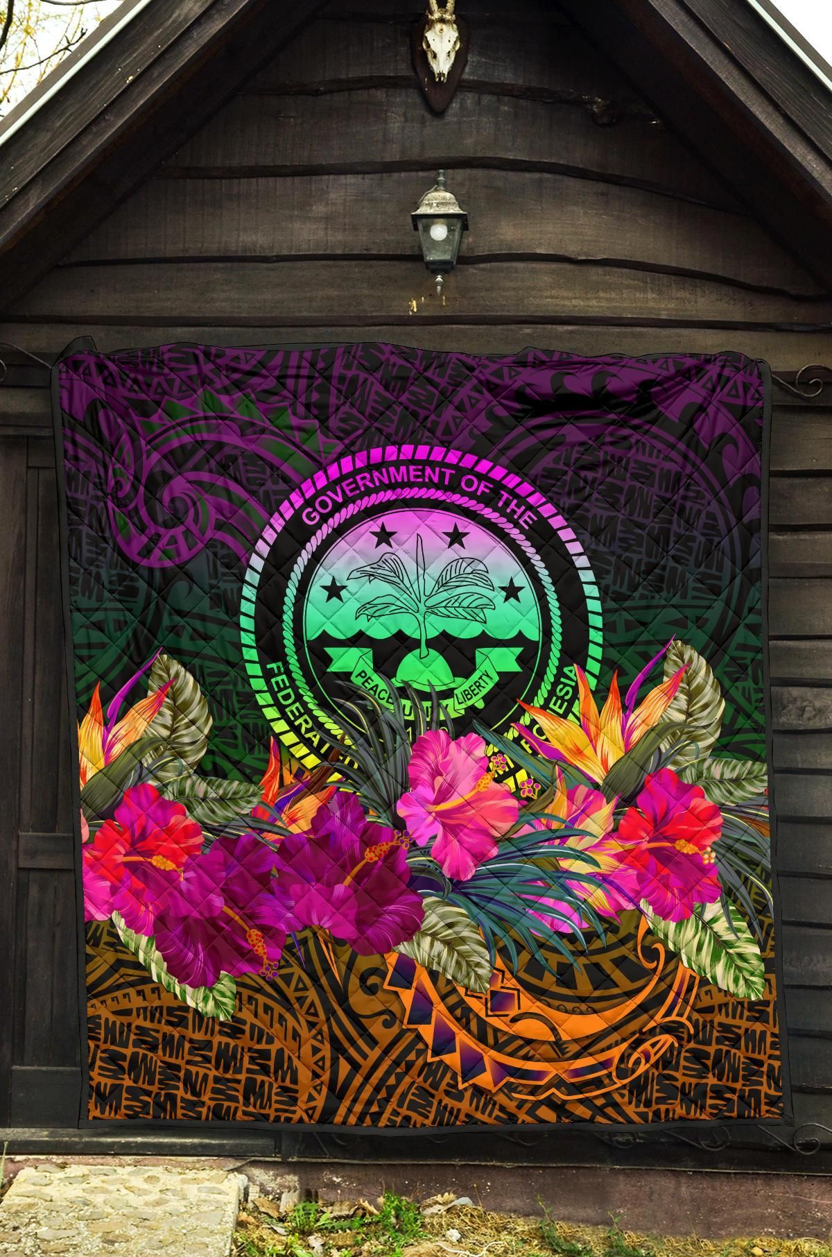 Federated States of Micronesia Premium Quilt - Summer Hibiscus