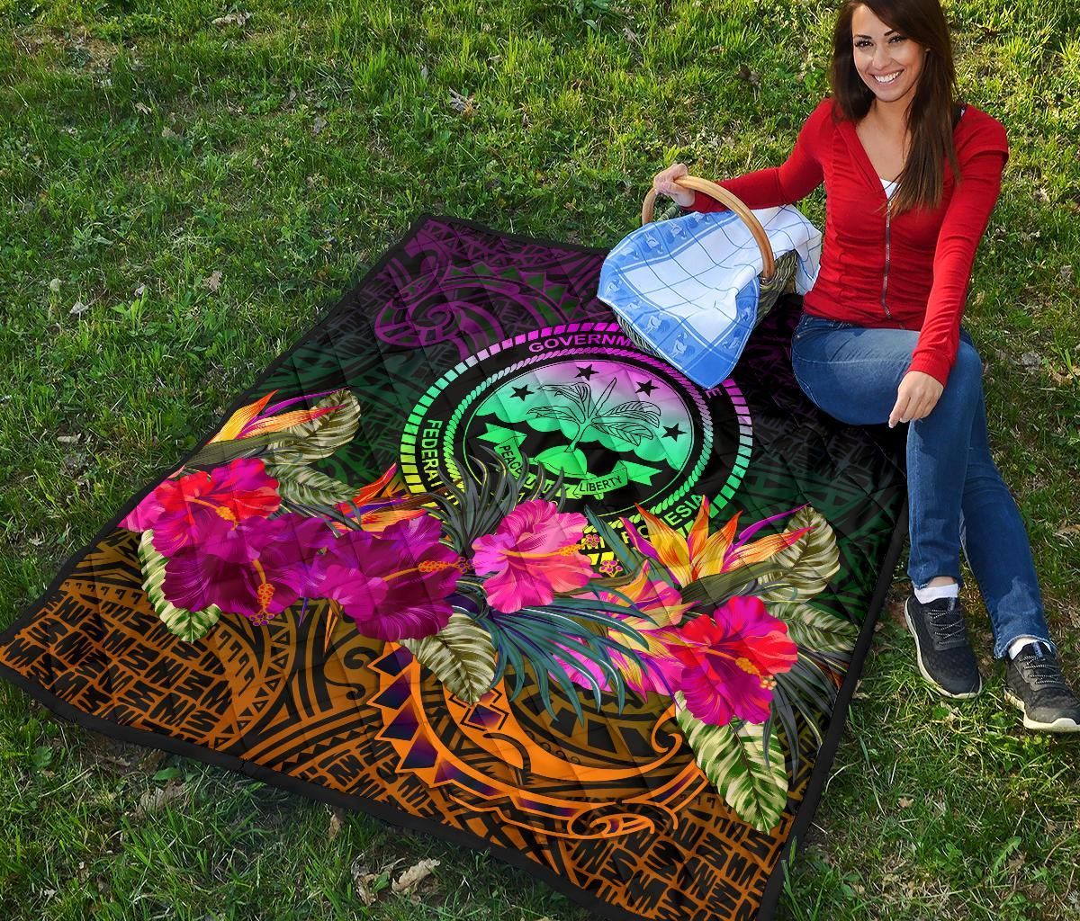 Federated States of Micronesia Premium Quilt - Summer Hibiscus