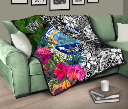 Federated States of Micronesia Premium Quilt - Turtle Plumeria Banana Leaf