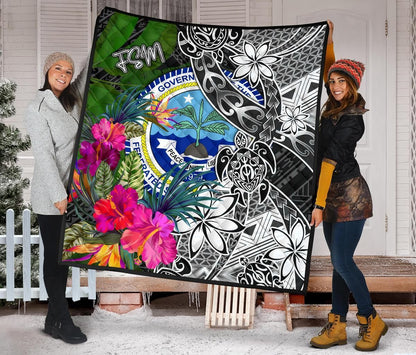Federated States of Micronesia Premium Quilt - Turtle Plumeria Banana Leaf