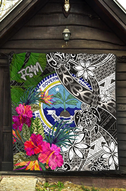 Federated States of Micronesia Premium Quilt - Turtle Plumeria Banana Leaf