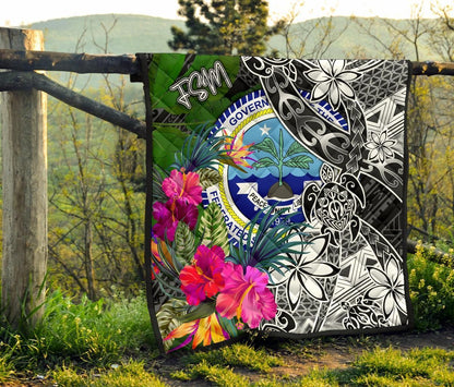 Federated States of Micronesia Premium Quilt - Turtle Plumeria Banana Leaf