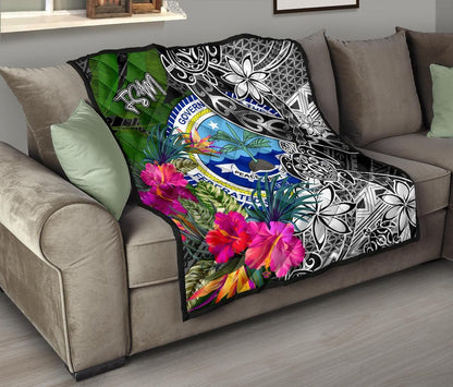 Federated States of Micronesia Premium Quilt - Turtle Plumeria Banana Leaf