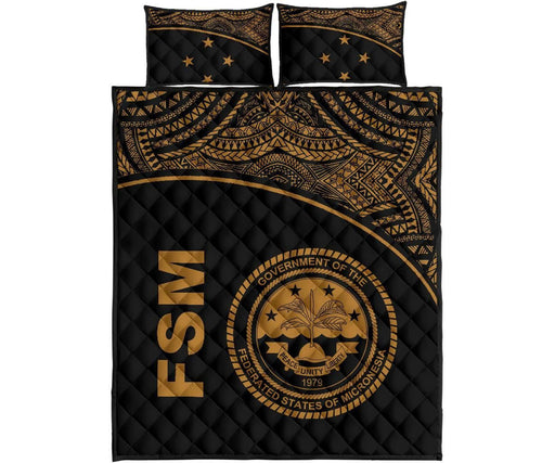 Federated States of Micronesia Quilt Bed Set - Federated States of Micronesia Seal Curve Version