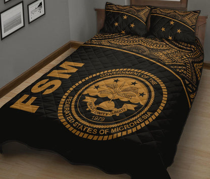 Federated States of Micronesia Quilt Bed Set - Federated States of Micronesia Seal Curve Version