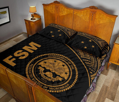 Federated States of Micronesia Quilt Bed Set - Federated States of Micronesia Seal Curve Version