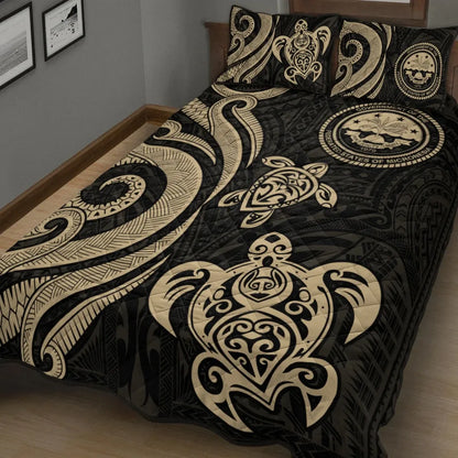 Federated States of Micronesia Quilt Bed Set - Gold Tentacle Turtle