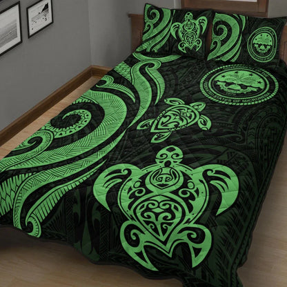 Federated States of Micronesia Quilt Bed Set - Green Tentacle Turtle