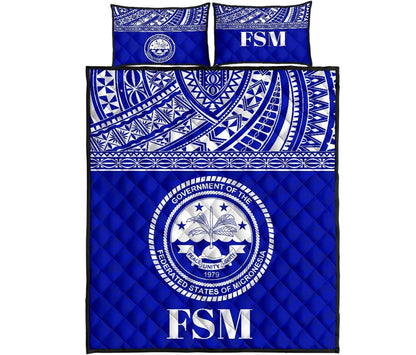 Federated States of Micronesia Quilt Bed Set - Federated States of Micronesia Seal Blue Version