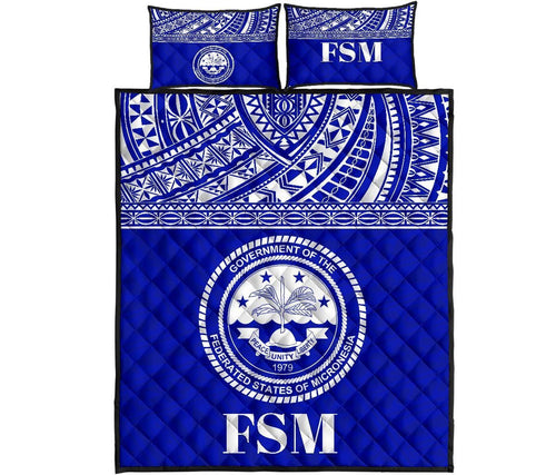 Federated States of Micronesia Quilt Bed Set - Federated States of Micronesia Seal Blue Version