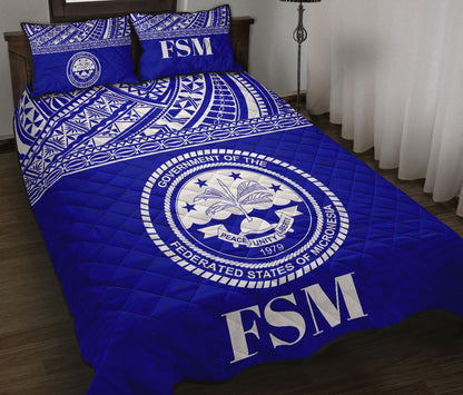 Federated States of Micronesia Quilt Bed Set - Federated States of Micronesia Seal Blue Version