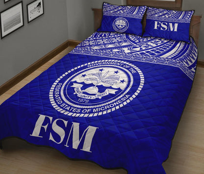 Federated States of Micronesia Quilt Bed Set - Federated States of Micronesia Seal Blue Version