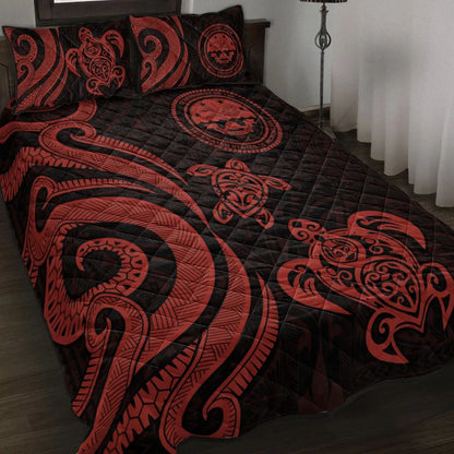 Federated States of Micronesia Quilt Bed Set - Red Tentacle Turtle
