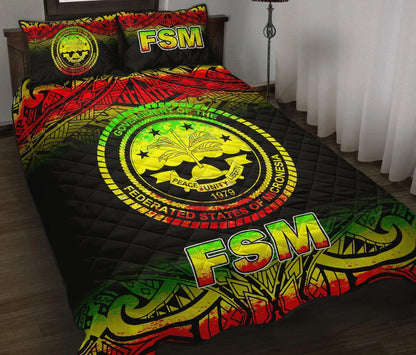 Federated States of Micronesia Quilt Bed Set - Federated States of Micronesia Seal Fog Style Reggae Version