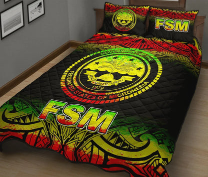 Federated States of Micronesia Quilt Bed Set - Federated States of Micronesia Seal Fog Style Reggae Version