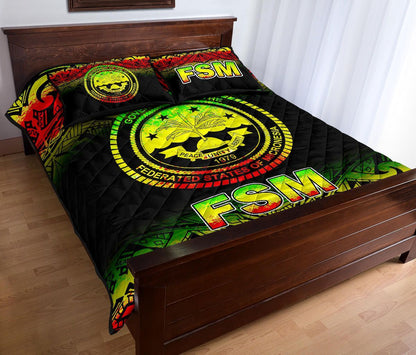 Federated States of Micronesia Quilt Bed Set - Federated States of Micronesia Seal Fog Style Reggae Version