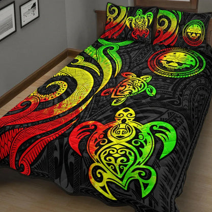 Federated States of Micronesia Quilt Bed Set - Reggae Tentacle Turtle