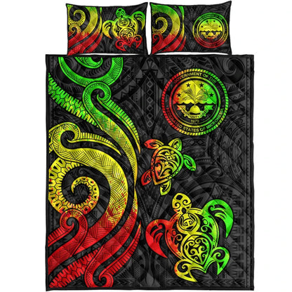 Federated States of Micronesia Quilt Bed Set - Reggae Tentacle Turtle