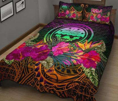 Federated States of Micronesia Quilt Bed Set - Summer Hibiscus