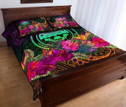 Federated States of Micronesia Quilt Bed Set - Summer Hibiscus
