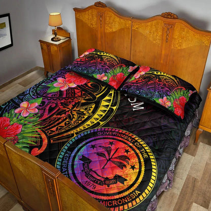 Federated States of Micronesia Quilt Bed Set - Tropical Hippie Style