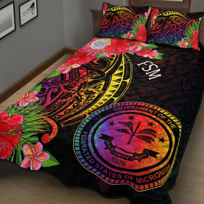 Federated States of Micronesia Quilt Bed Set - Tropical Hippie Style
