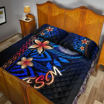 Federated States of Micronesia Quilt Bed Set - Vintage Tribal Mountain