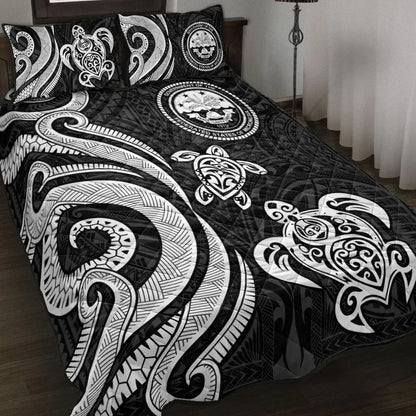 Federated States of Micronesia Quilt Bed Set - White Tentacle Turtle