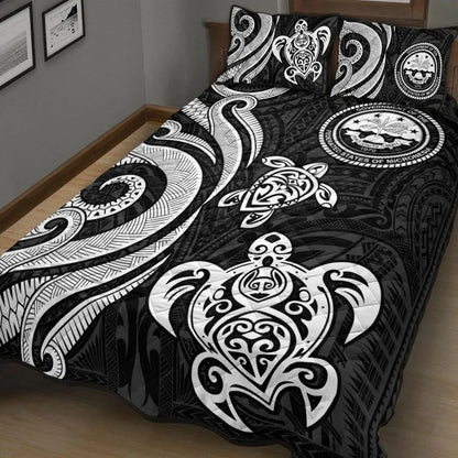 Federated States of Micronesia Quilt Bed Set - White Tentacle Turtle
