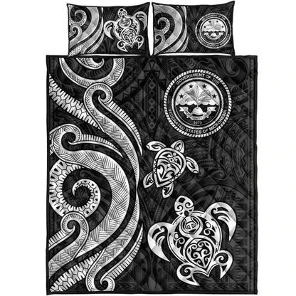Federated States of Micronesia Quilt Bed Set - White Tentacle Turtle