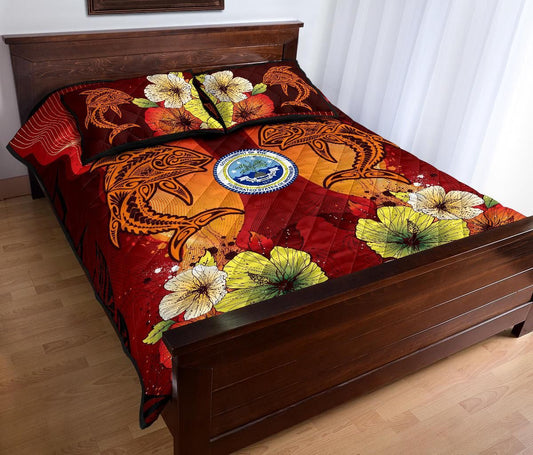Federated States Of Micronesia Quilt Bed Sets - Tribal Tuna Fish
