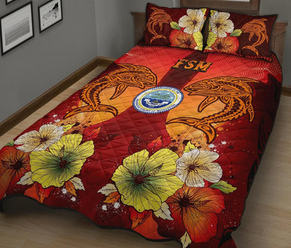 Federated States Of Micronesia Quilt Bed Sets - Tribal Tuna Fish