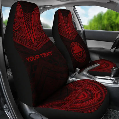 Federated States of Micronesia Custom Personalised Car Seat Cover - FSM Seal Polynesian Chief Tattoo Red Version
