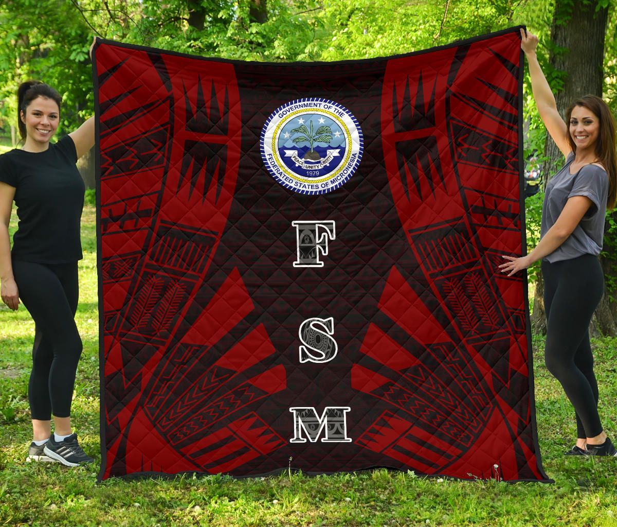 Federated States Of Micronesia Premium Quilt - Federated States Of Micronesia Seal Polynesian Red Tattoo
