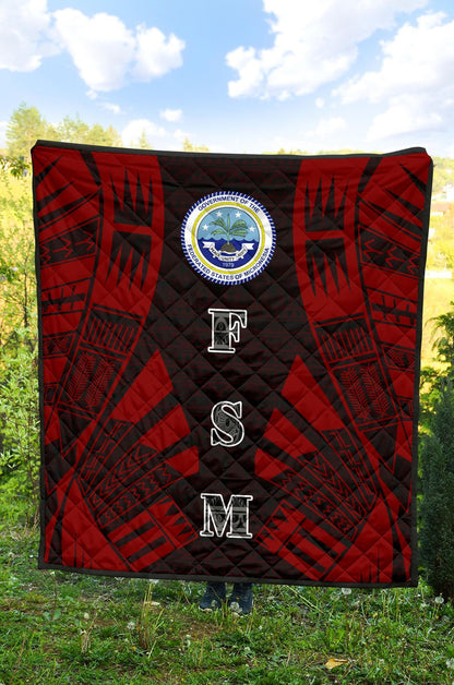 Federated States Of Micronesia Premium Quilt - Federated States Of Micronesia Seal Polynesian Red Tattoo