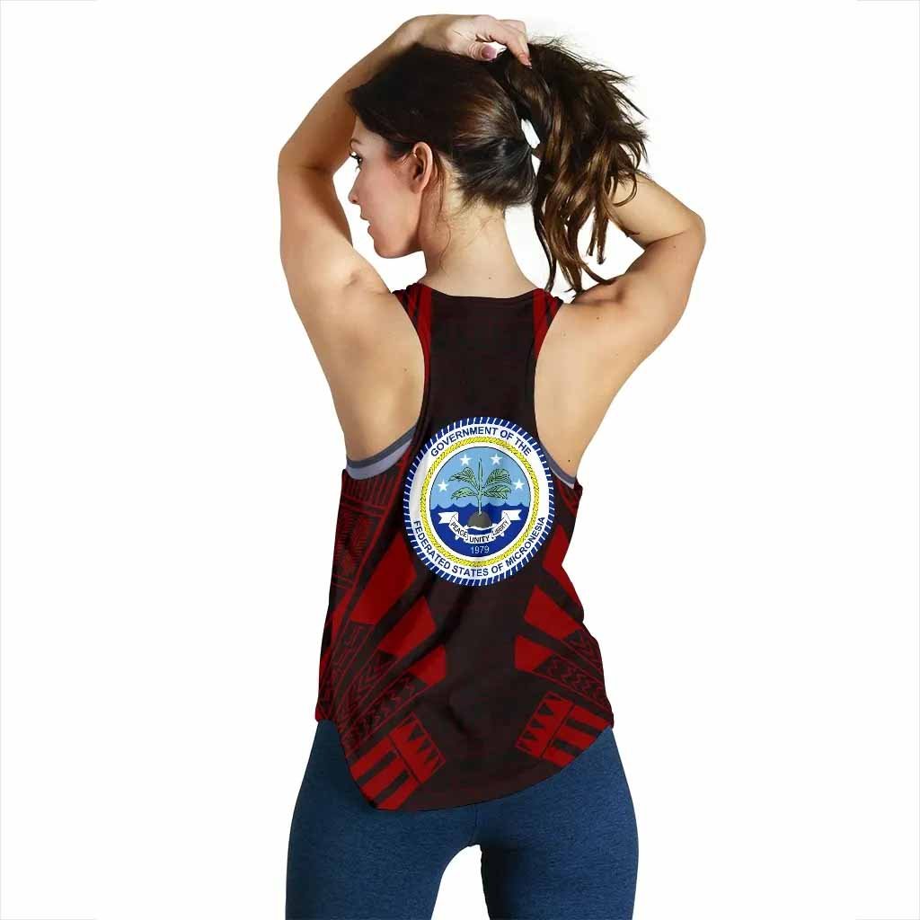 Federated States Of Micronesia Women Racerback Tank - Polynesian Tattoo Red