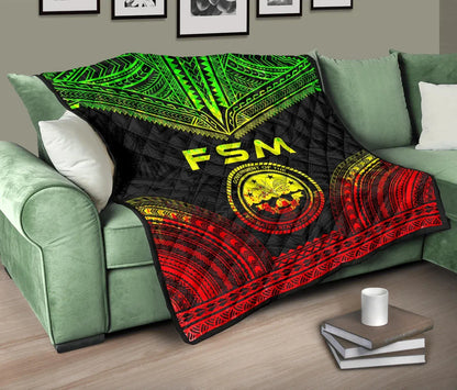Federated States Of Micronesia Premium Quilt - FSM Seal Polynesian Chief Reggae Version