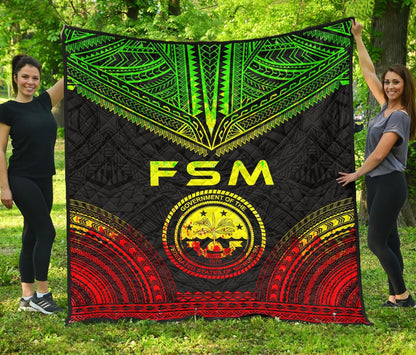 Federated States Of Micronesia Premium Quilt - FSM Seal Polynesian Chief Reggae Version